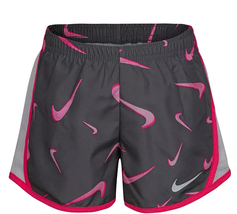 Nike Little Girls Dri-Fit Swoosh Print Tee & Shorts Set Grey/Pink 2T