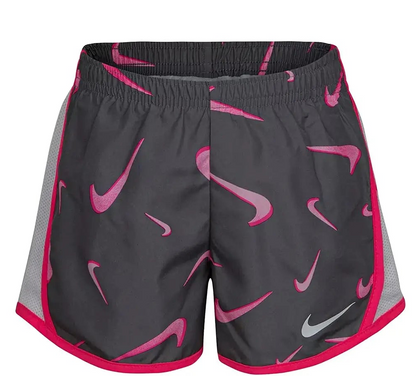 Nike Little Girls Dri-Fit Swoosh Print Tee & Shorts Set Grey/Pink 2T