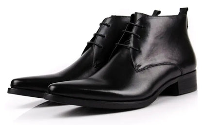 Men's Lace-Up High Top Business Short Boots