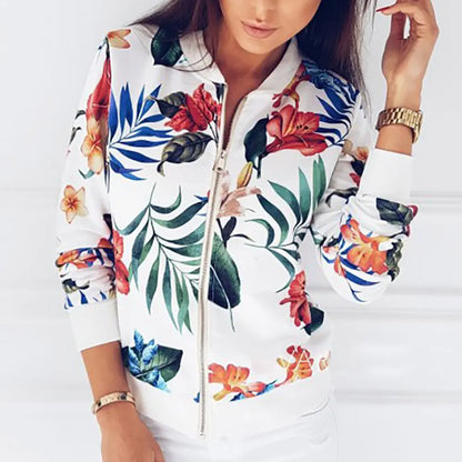 Chic Short Baseball Jacket with Print