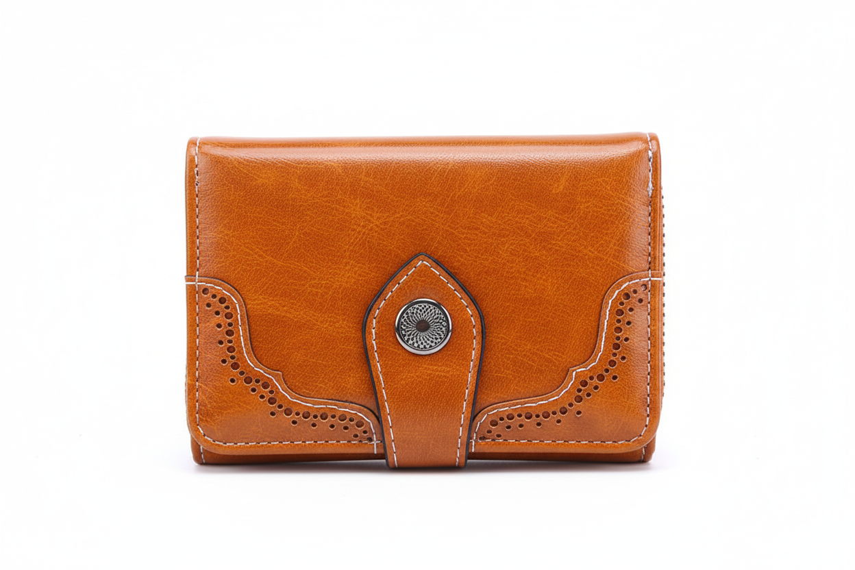 Women's Retro Waxed Leather Zipper Wallet