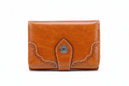 Women's Retro Waxed Leather Zipper Wallet