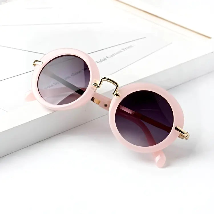 Kids' Retro Round Metal Sunglasses for Children