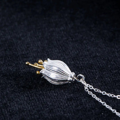 S925 Silver Flower Pendant Vintage Style Necklace