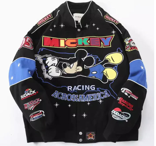 Black Baseball Jacket with Mickey Design (One Piece)