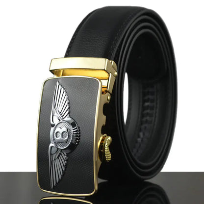 Sleek Men's Leather Belt with Card Holder