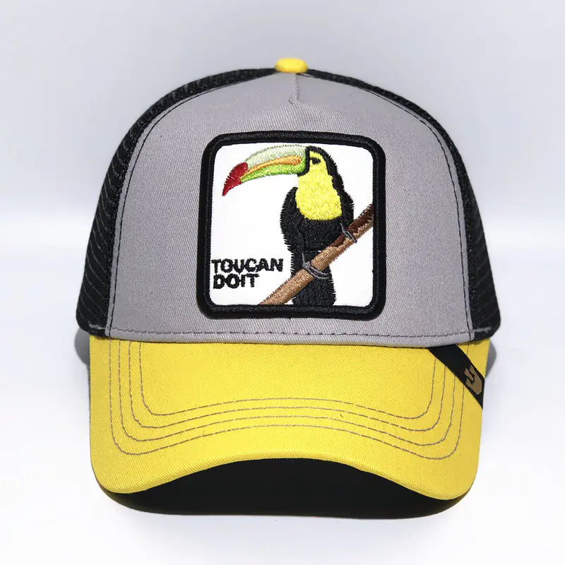 Embroidered Toucan Baseball Cap - Animal Mesh Hat