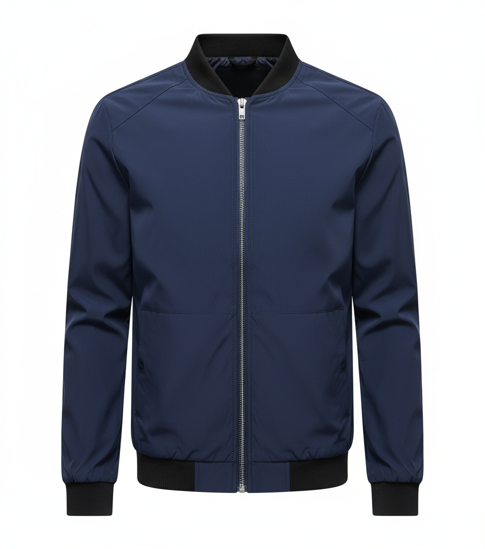 Men's Slim Fit Baseball Collar Jacket in Solid Color