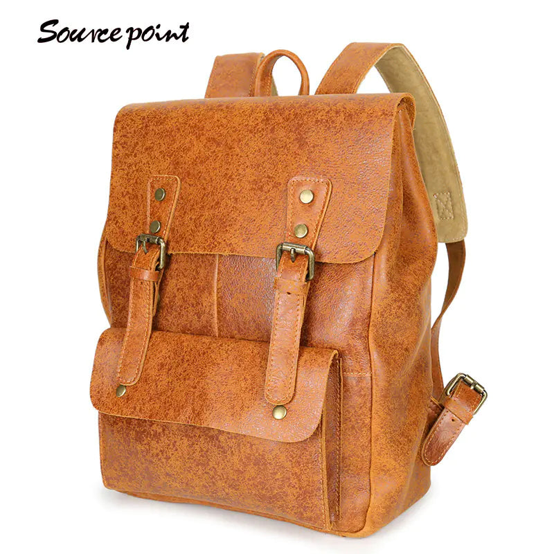 Genuine Leather College Style Backpack