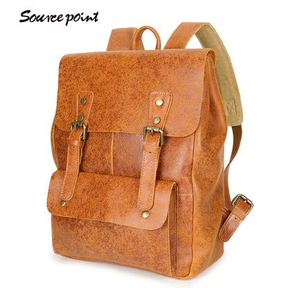 Genuine Leather College Style Backpack