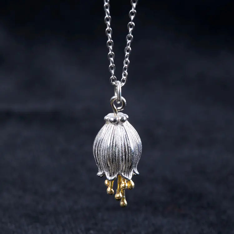 S925 Silver Flower Pendant Vintage Style Necklace