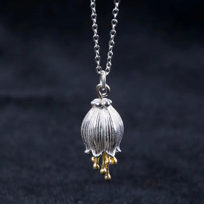 S925 Silver Flower Pendant Vintage Style Necklace