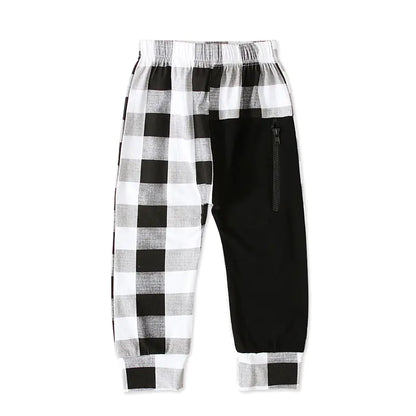 Pudcoco Boys' Casual Plaid Harem Pants (1Y-6Y)