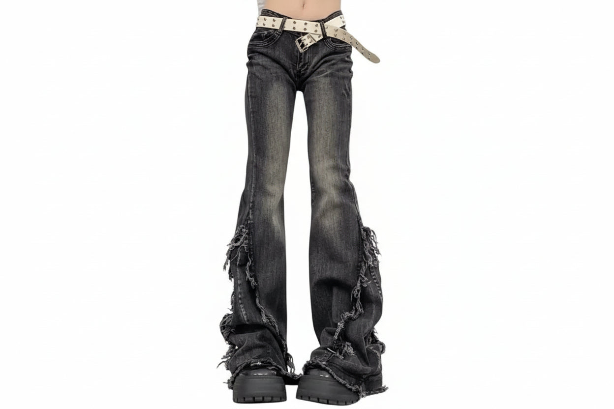 American-Style Retro Frayed Jeans