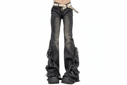 American-Style Retro Frayed Jeans