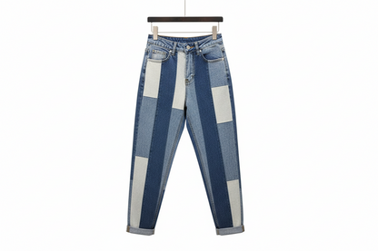 Chic Geometric Stitched Harem Jeans