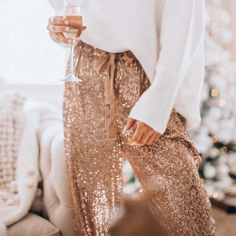 High-Waisted Sequin Harem Pants