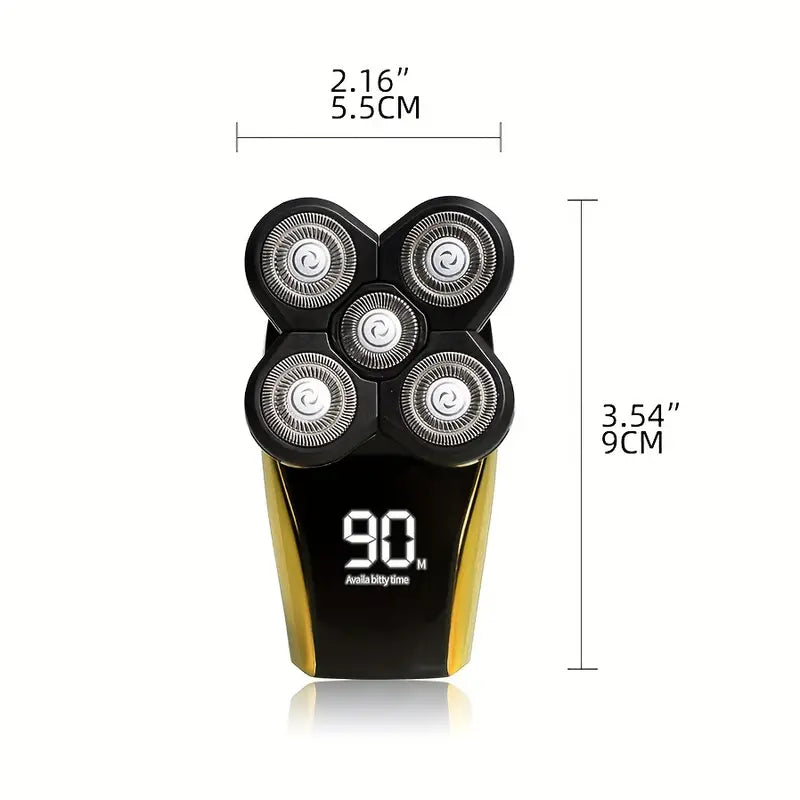 Electric Head Hair Shaver with LED Display and 5 Heads