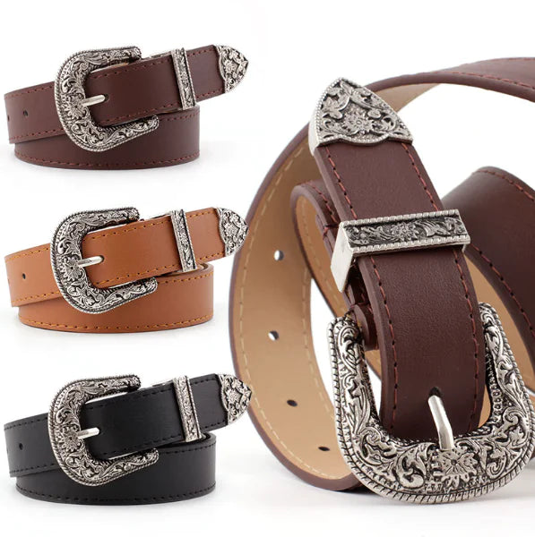 Vintage Pin Buckle Leather Belt for Women (Genuine Leather)