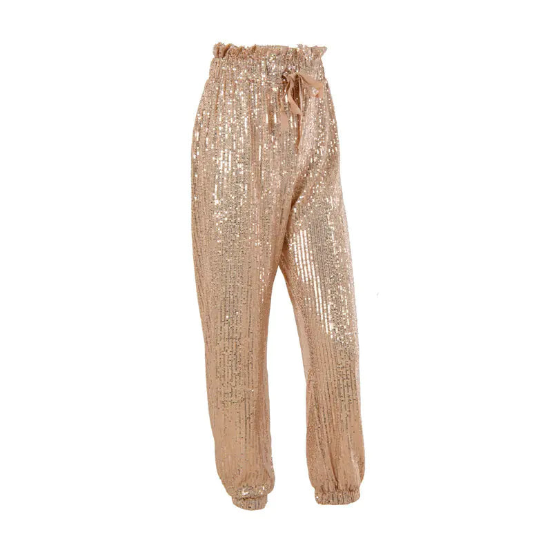 High-Waisted Sequin Harem Pants