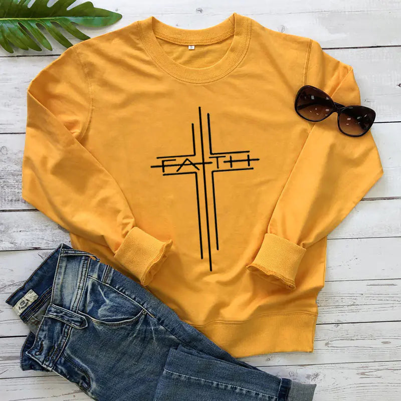 Women's Faith Cross Casual Sweatshirt