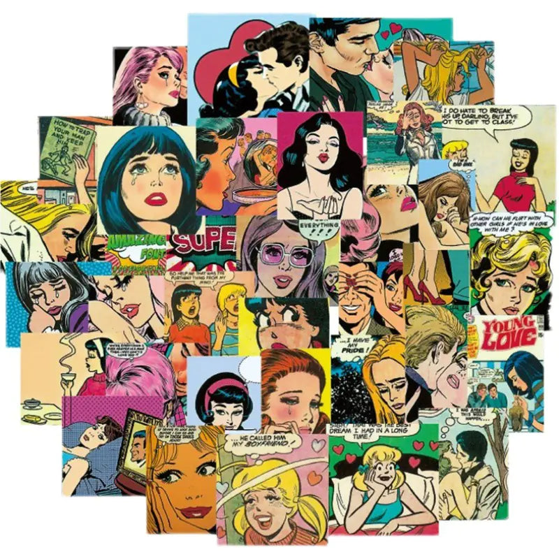 54 PCS Retro Steam Wave Sticker Set for Decoration