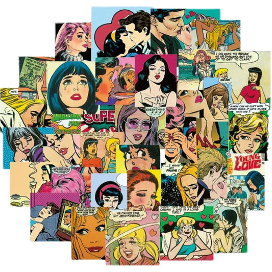 54 PCS Retro Steam Wave Sticker Set for Decoration