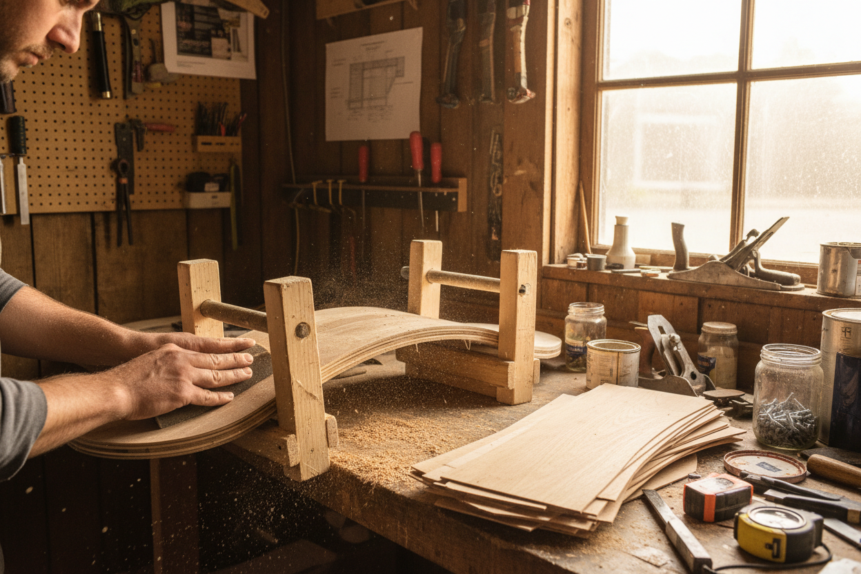 SOMEONE MAKING A SKATEBOARD FROM SCRATCH, IN THEIR OWN DIY TOOLS