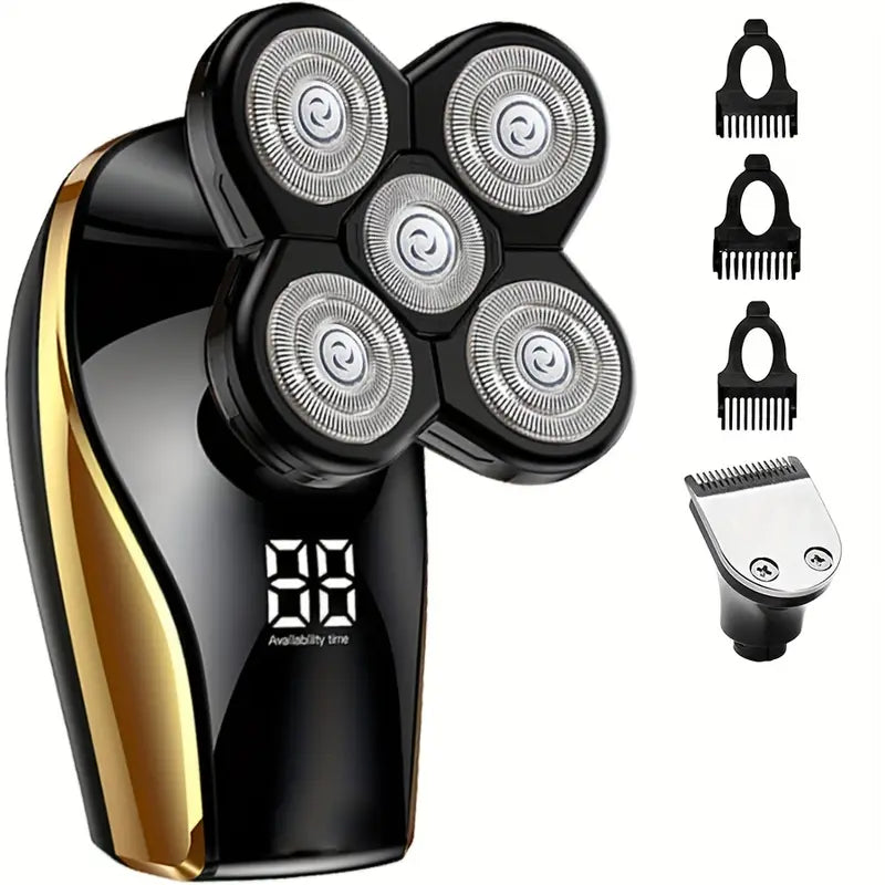 Electric Head Hair Shaver with LED Display and 5 Heads