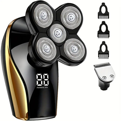 Electric Head Hair Shaver with LED Display and 5 Heads