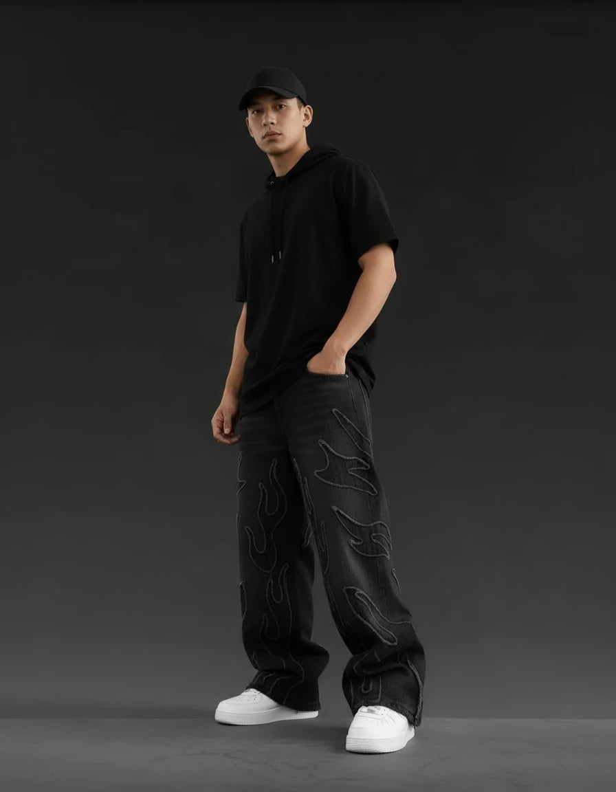 Retro Black Patchwork Jeans