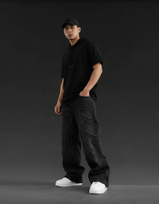 Retro Black Patchwork Jeans