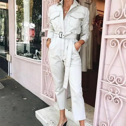 Women's Long Sleeve Streetwear Romper with Pockets