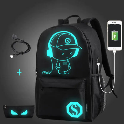 Glow-in-the-Dark Computer Backpack - Music Kid Style