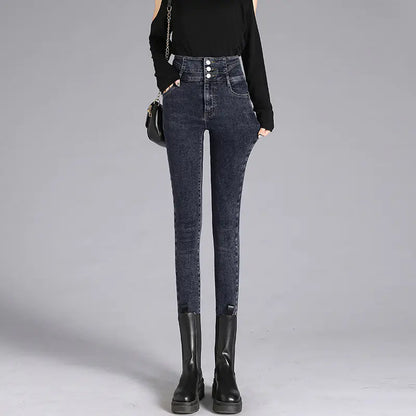 High-Waisted Skinny Black Pencil Jeans