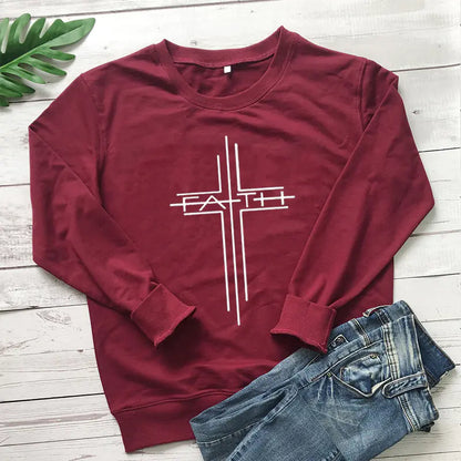 Women's Faith Cross Casual Sweatshirt
