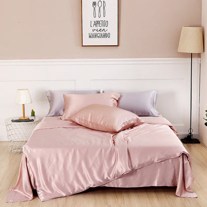 Solid Color Nordic Silk Bedding Set