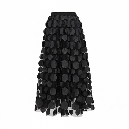 3D Polka Dot Black Mesh Skirt
