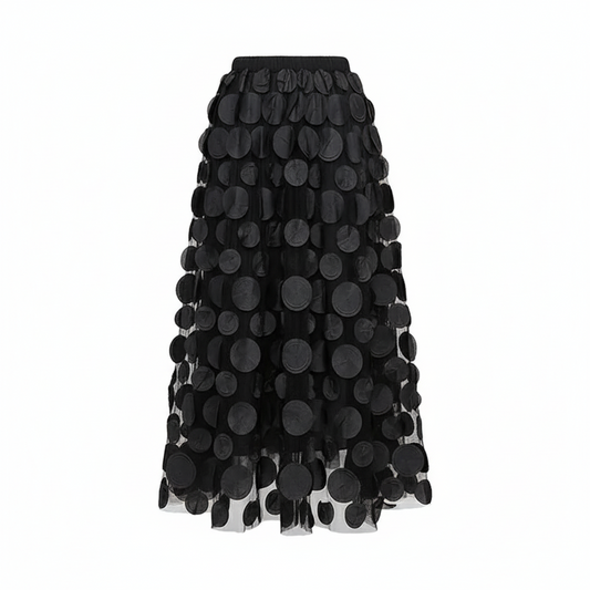 3D Polka Dot Black Mesh Skirt