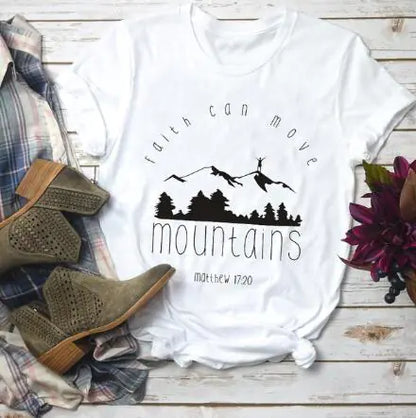 Unisex Cotton Summer Tees with Faith & Mountains