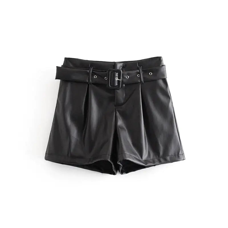 High Waist Faux Leather Shorts