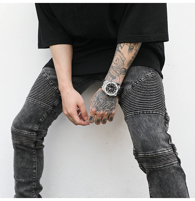 KANYE Vintage Wash Stretch Skinny Jeans for Men