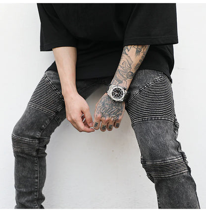KANYE Vintage Wash Stretch Skinny Jeans for Men