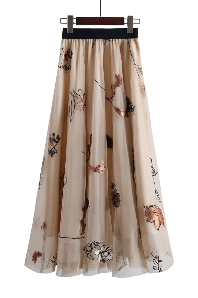 Retro Mesh Embroidered Women's Swing Dress