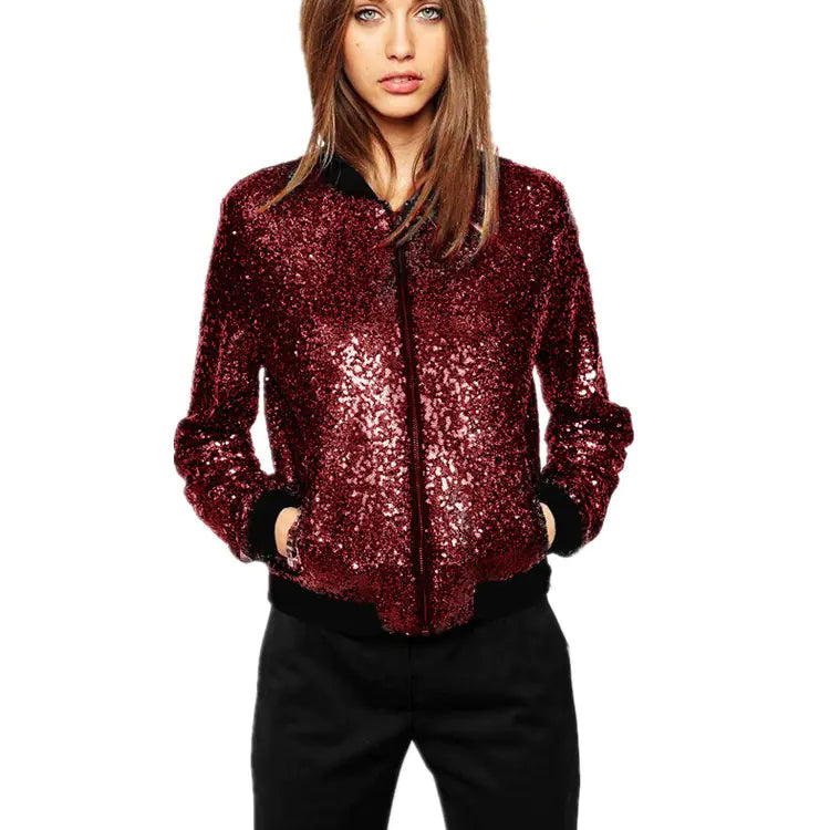 Glam Sequin Women's Baseball Jacket