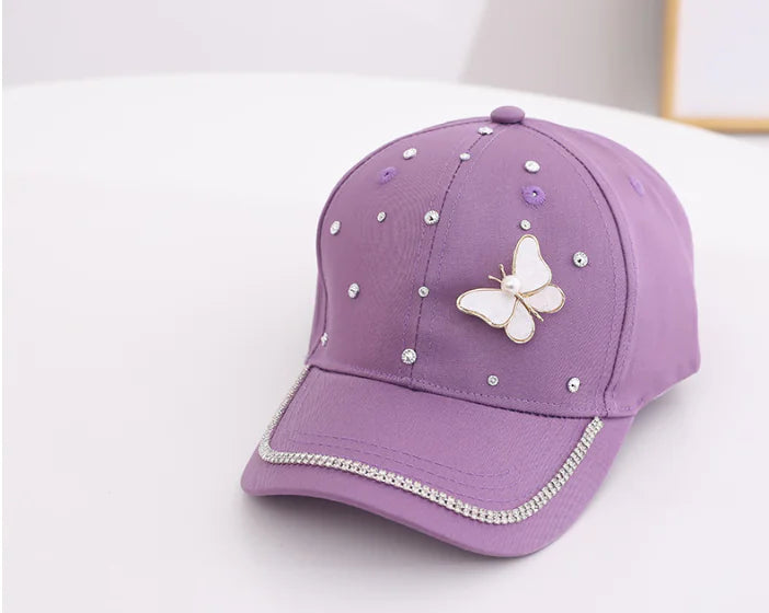 Girls' Pearl Butterfly Baseball Cap for Ages 2-6
