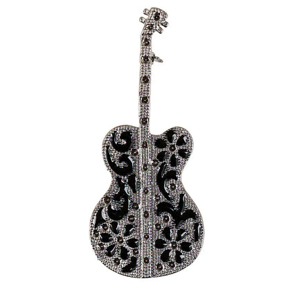 Vintage Black Guitar Violin Brooch Pin Accessory