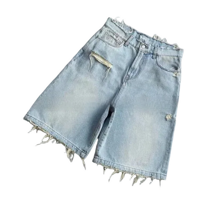 Retro Ripped Denim Shorts