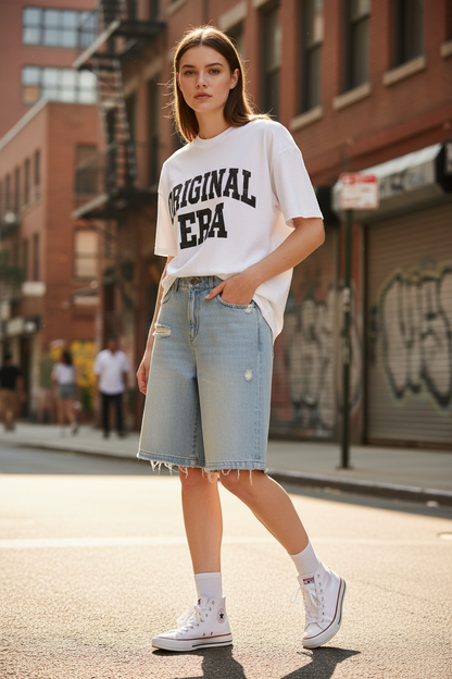 Retro Ripped Denim Shorts