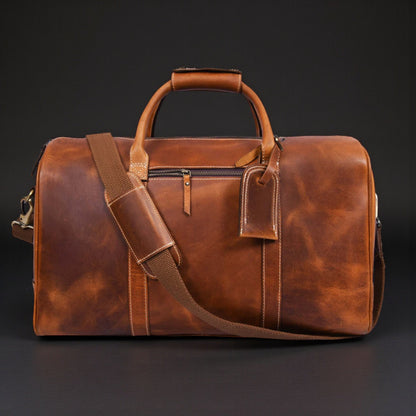 The Wayfarer Bag - Cognac Classic Full-Grain Leather Duffle Bag